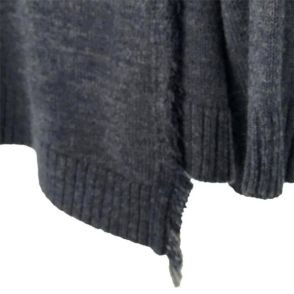 Ivanka Trump Cowl Neck Sweater Gray Fringed Asymmetric Oversized Medium - Picture 3 of 7
